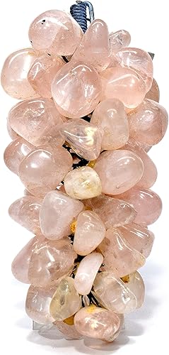 Miniatura 3 de HQRP Ramo de uvas de cristal de cuarzo rosa vintage natural de 4.4 pulgadas, 6.53 oz, con hoja de metal, piedras preciosas minerales coleccionables,