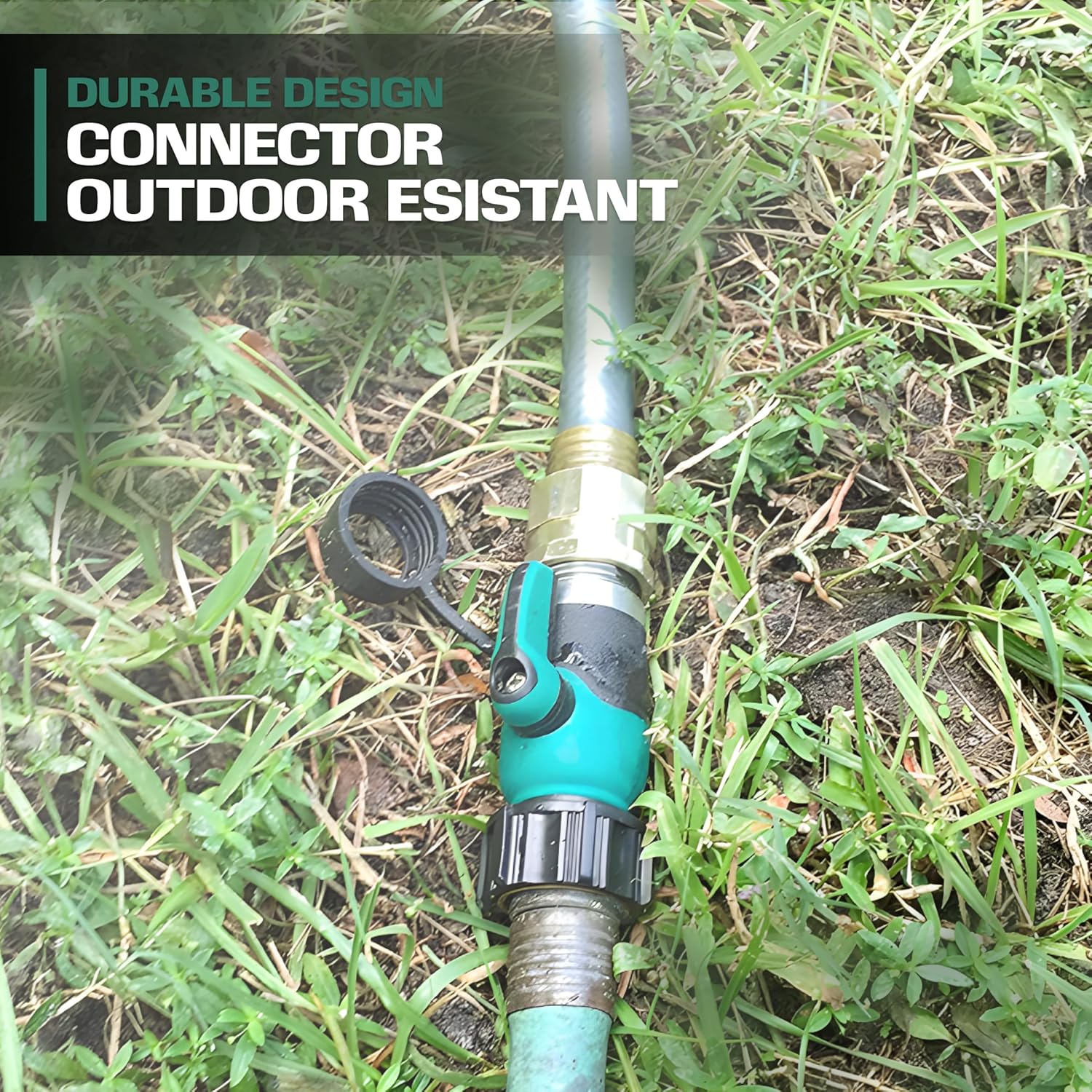 2WAYZ Heavy Duty Garden Hose Connector with On/Off Switch - Water Flow Control Adapter for Outdoor Use - Durable Brass Fitting with Hose Valve Shut-Off Handle for Quick Adjustments (Pack of 2)