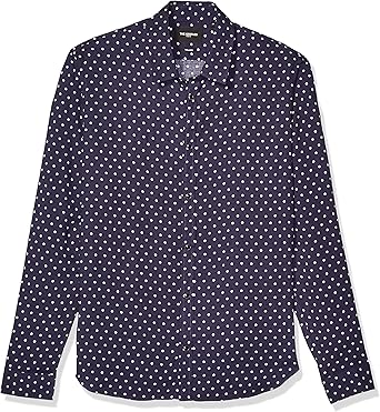 mens navy blue shirt with white polka dots