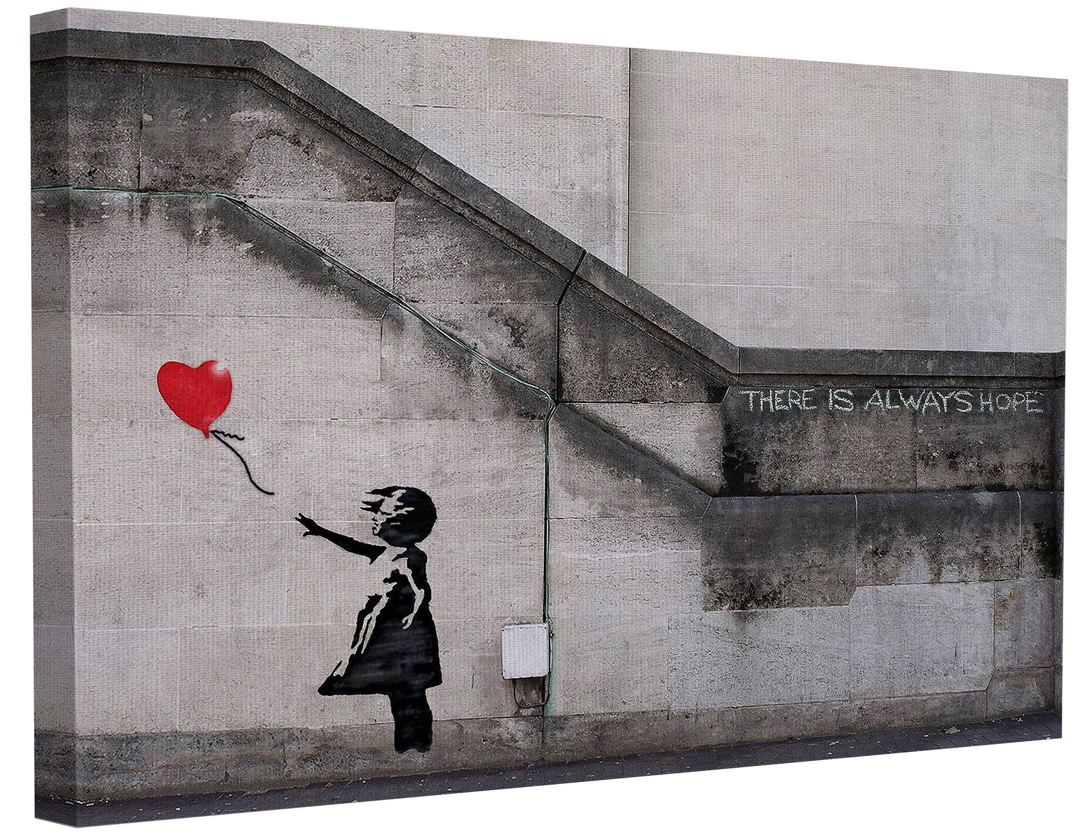 Mjedc There Is Always Hope Banksy Canvas Wall Art Street Graffiti Art Canvas Prints For Living Room Bedroom Home Decorations Modern Stretched Framed Giclee Artwork 20X30cm(7.9X11.8inch)