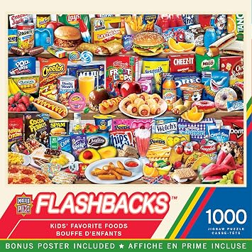 MasterPieces Kids Favorite Foods 1000-Piece Jigsaw Puzzle - Eco-Friendly Matte Finish - 19.25"x26.75" - Bonus Poster - Quality
