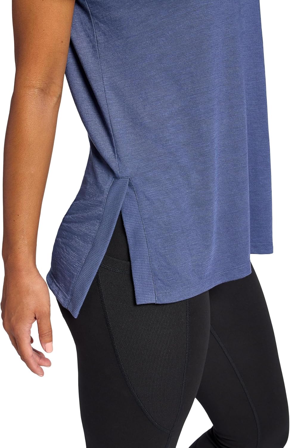 Gaiam Womens Restore Rib Mix T-Shirt, Relaxed Fit, Lightweight Heathered Material, High-Low Hem - Image 4
