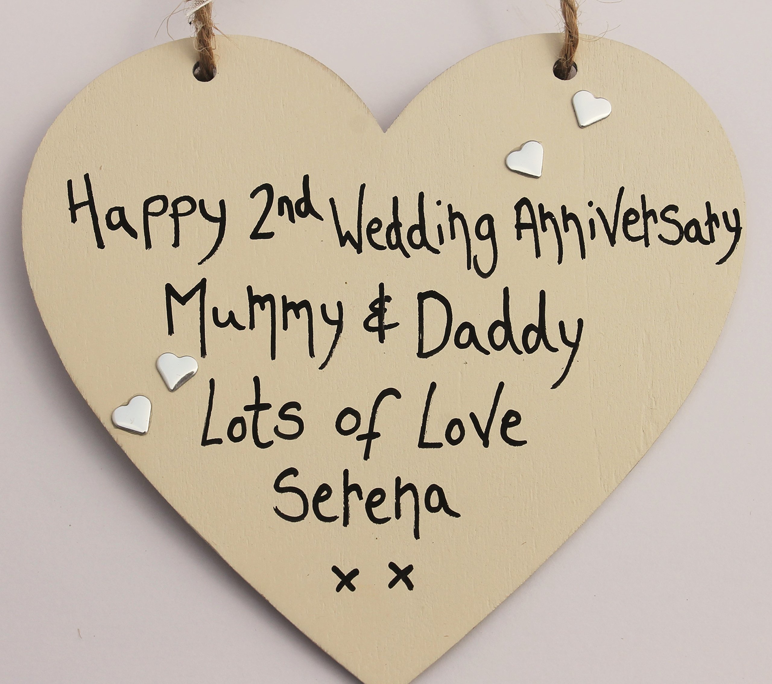Madeat94 Happy 2Nd Wedding Anniversary Personalised Heart Mummy And Daddy - 1St 30Th 50Th