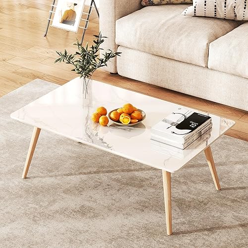 Miniatura 2 de Mesa de Sobre Rectangular, 39.3 x 23.6 pulgadas de Piedra Sintética Blanca, Reemplazo y Cubierta de Mármol DIY, Resistente a Arañazos y al Desgaste,