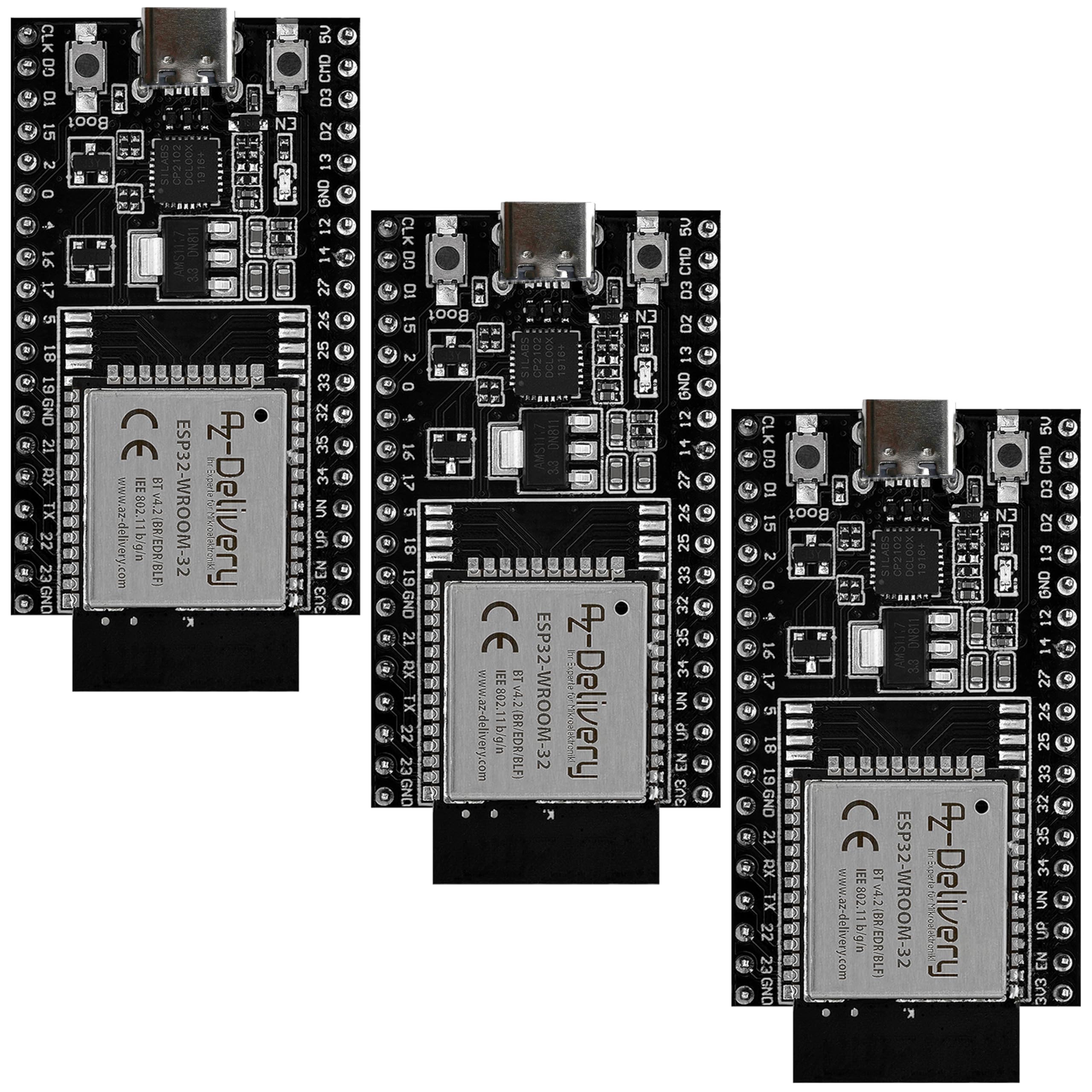 AZDelivery 3 x ESP32 NodeMCU Module WLAN WiFi Development Board with AZDelivery 3 x ESP32 NodeMCU Module WLAN WiFi Development Board with