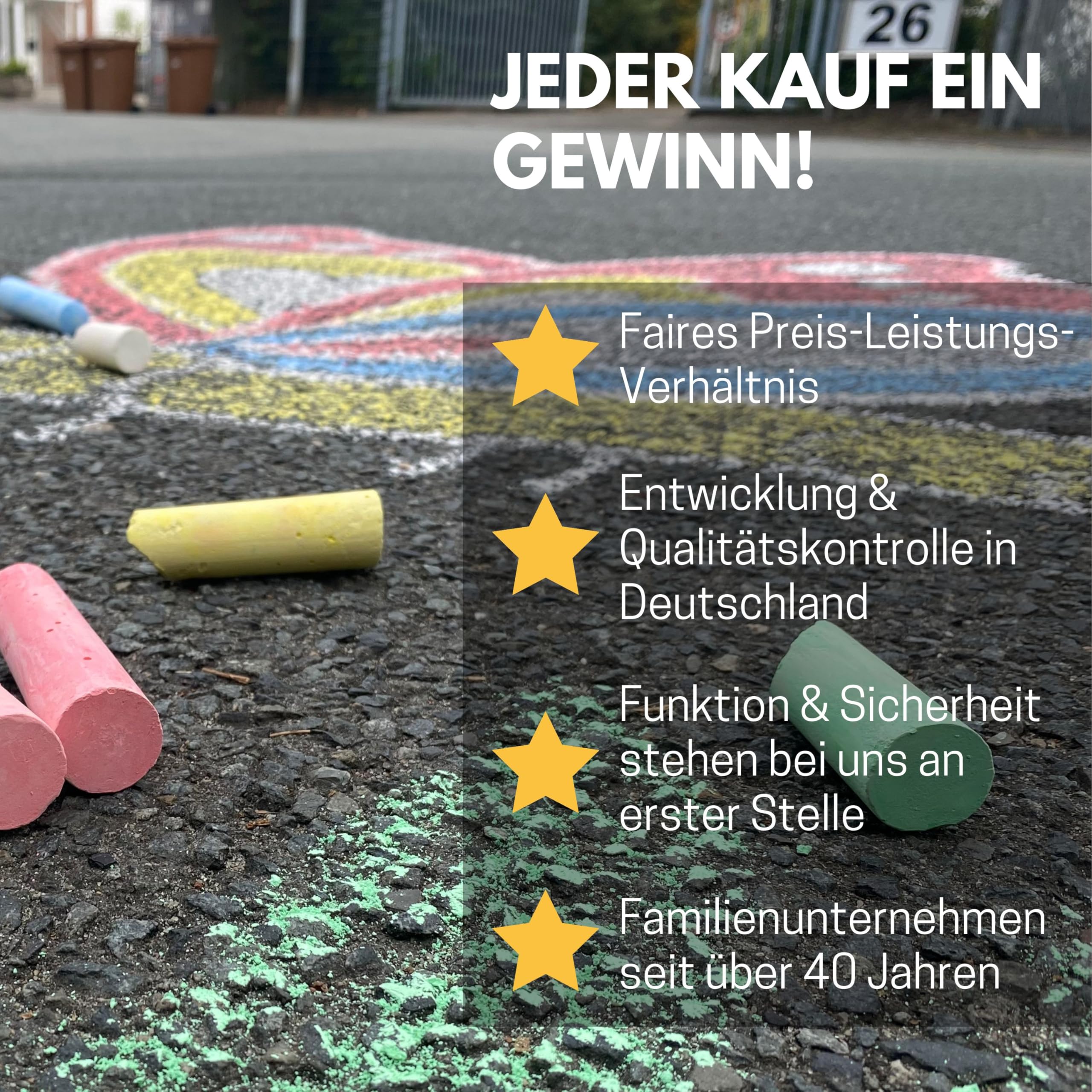 Best Sporting Kreda do malowania ulicznego Jumbo I 5 sztuk | Kreda malarska dla dzieci i dorosłych | Kolorowa kreda w jaskrawych kolorach | idealna na ulice i na podwórko | łatwa w użyciu i