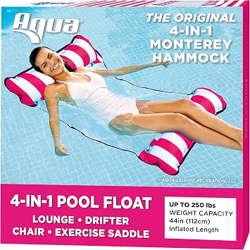 Aqua 4-in-1 Monterey Hammock Pool Float - Hammock, Lounge Chair, Drifter, Exercise Saddle for Adults