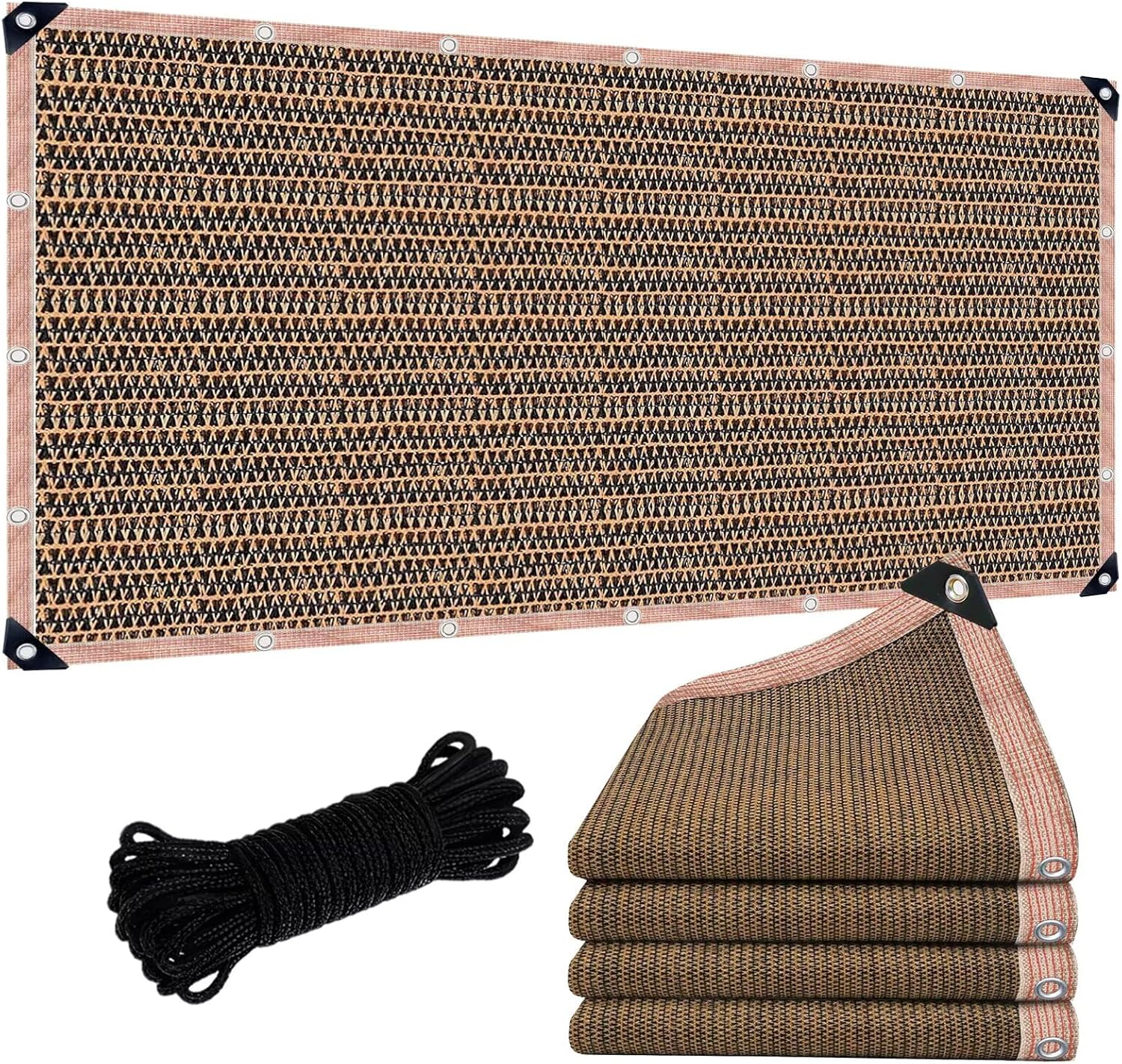 90% Outdoor Sun Shade Cloth, 16 x 26 FT Pergola Shade Cover with Grommets, Privacy Screen Sunshades for Patio Garden Backyard Plant, Mocha