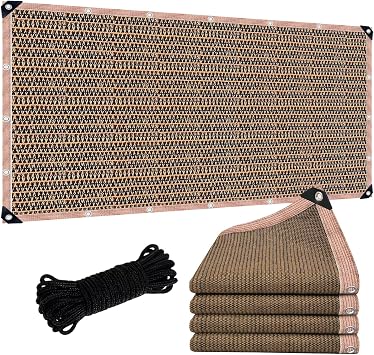 AHWEKR 90% 5x5ft Sunblock Shade Cloth Cover Mesh Net for Garden Flower Plant Greenhouse, Light Brown
