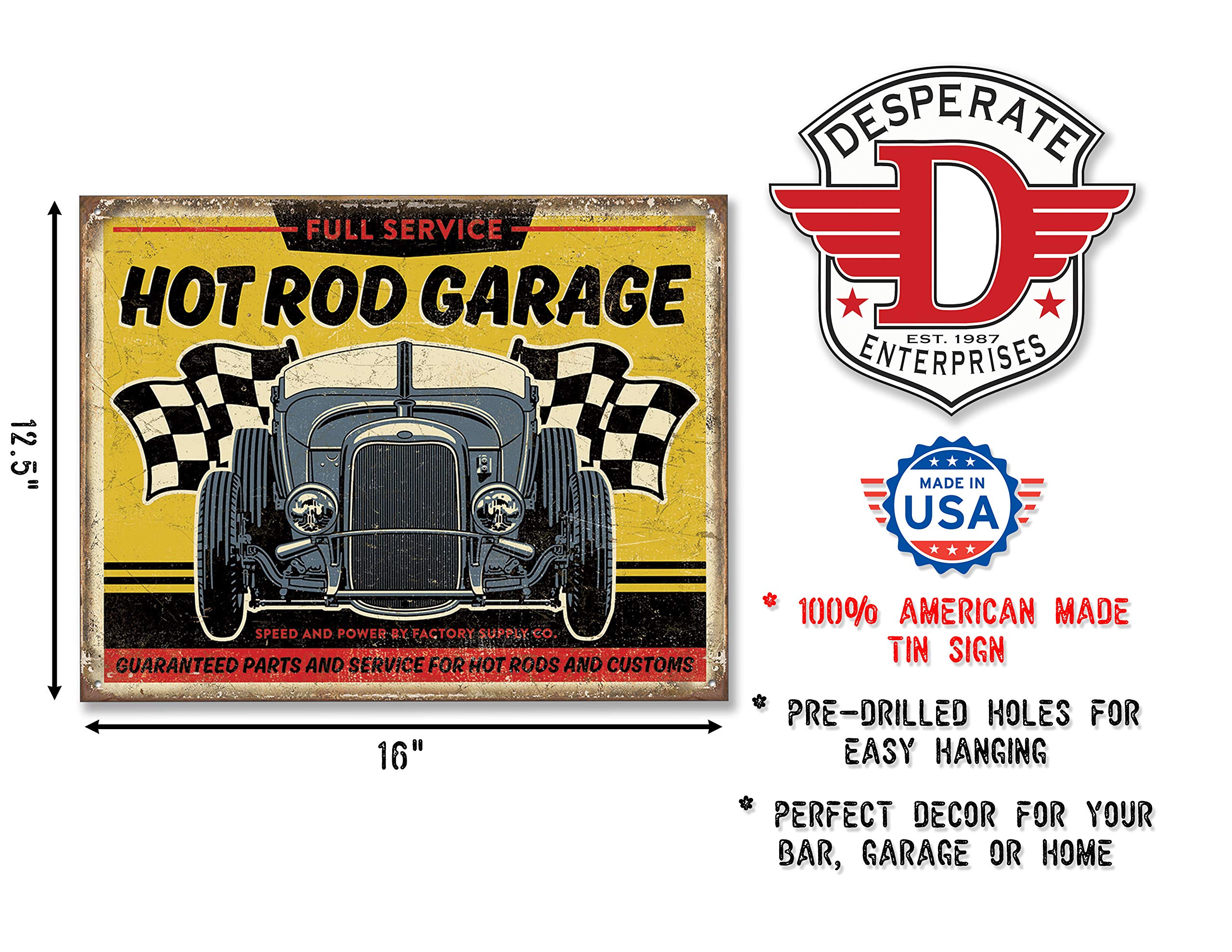 Amazon.com: Hot Rod Garage Distressed Metal Sign Desperate