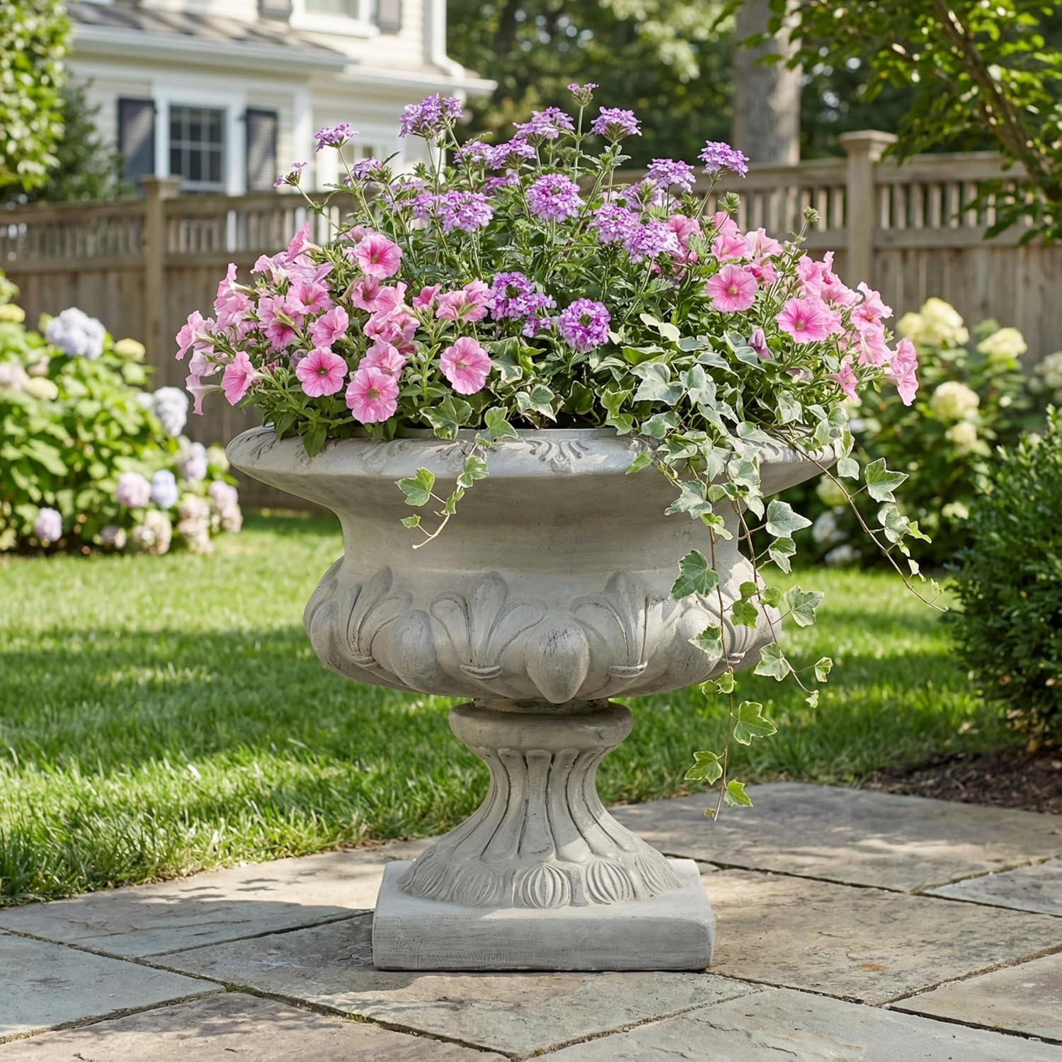 Christopher Knight Home Floral-Carved Pedestal Urn Planter Review: Best Gray MGO Garden Pot for Patios