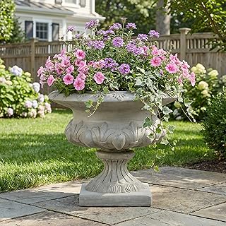Christopher Knight Home 18.5 Inch Stately Wide Floral-Carved Pedestal Ur...