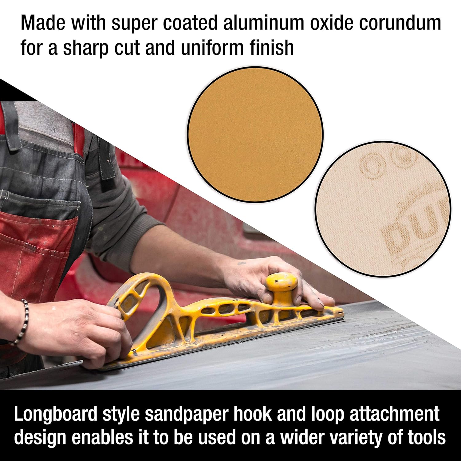 Dura-Gold Premium - 400 Grit Gold - Hook & Loop Backing Longboard Continuous Sandpaper Roll, 2-3/4" Wide, 12 Yards Long - For Automotive & Woodworking Air File Long Board Sanders, Hand Sanding Blocks - Image 5