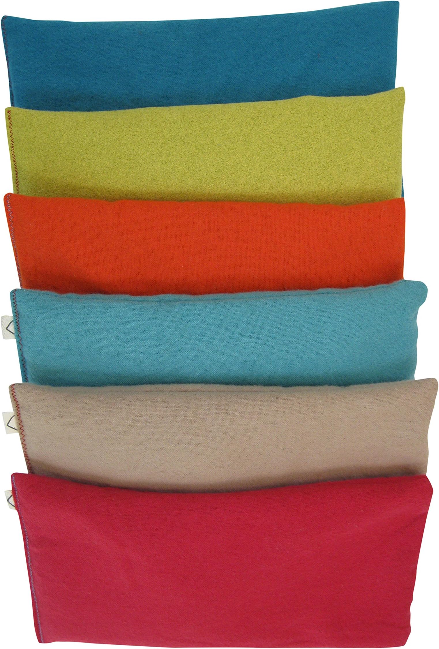 Unscented Flax Seed Eye Pillow - Pack of (6) - Soft Cotton Flannel - Soothing Headache Stress Relief Meditation Yoga Massage Bulk Wholesale - Primary Colors
