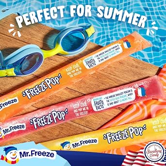Mr Freeze Super Size Freeze Pops 75 x 90ml - 5 Ice Lollies Flavours Tropical, Strawberry, Cola, Raspberry & Lemonade - Natural Colours, Preservative Free Ice Pops - Vegan, 14 Calories Each