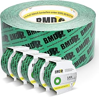 BMD san Klebeband | 6 Rollen | 50mm x 25m | für Dampfsperren & Dampfbremsen |gemäß DIN EN 4108 Teil 11 und ENEV | Profi Qualität Made in Germany