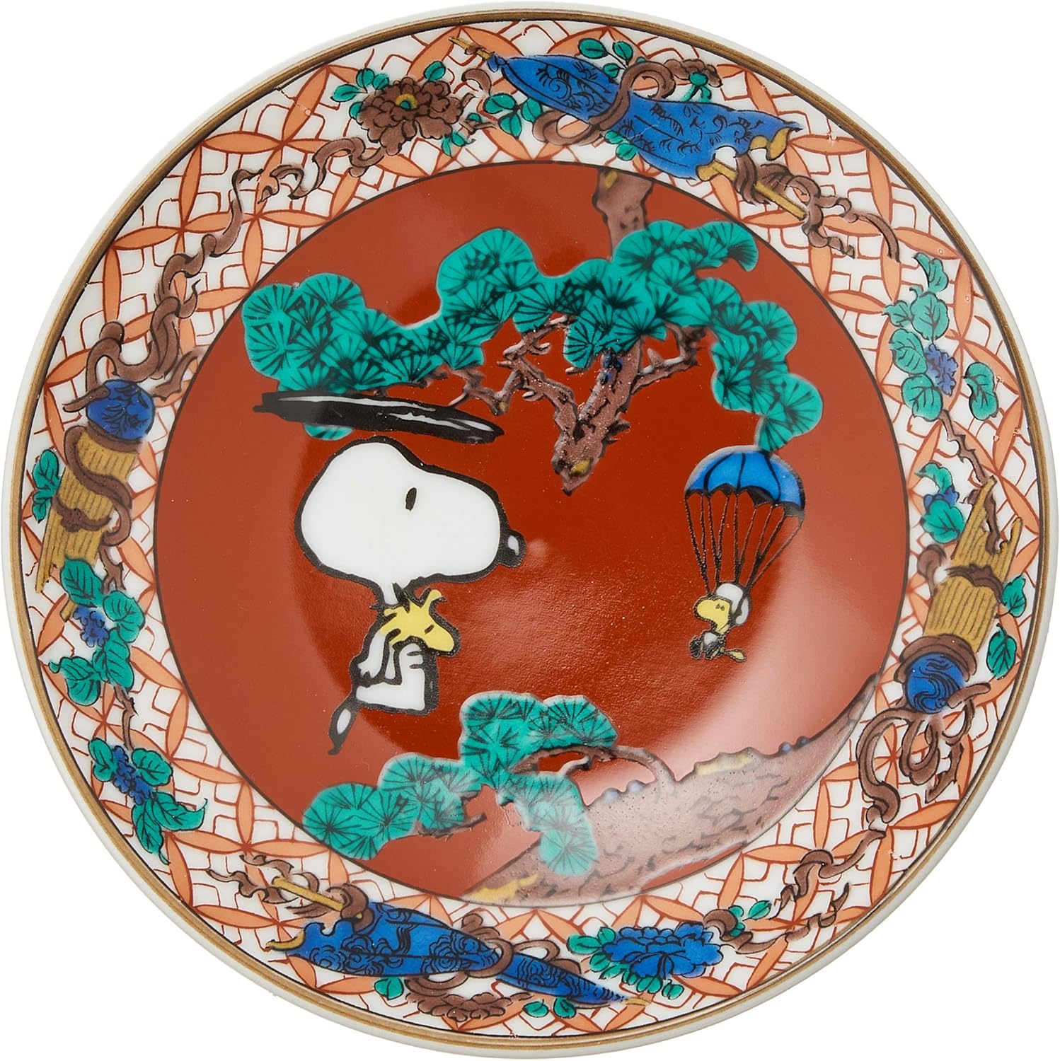Peanuts SN363-333 Snoopy Kutani Ware Bean Plate, Cobblestone Pattern