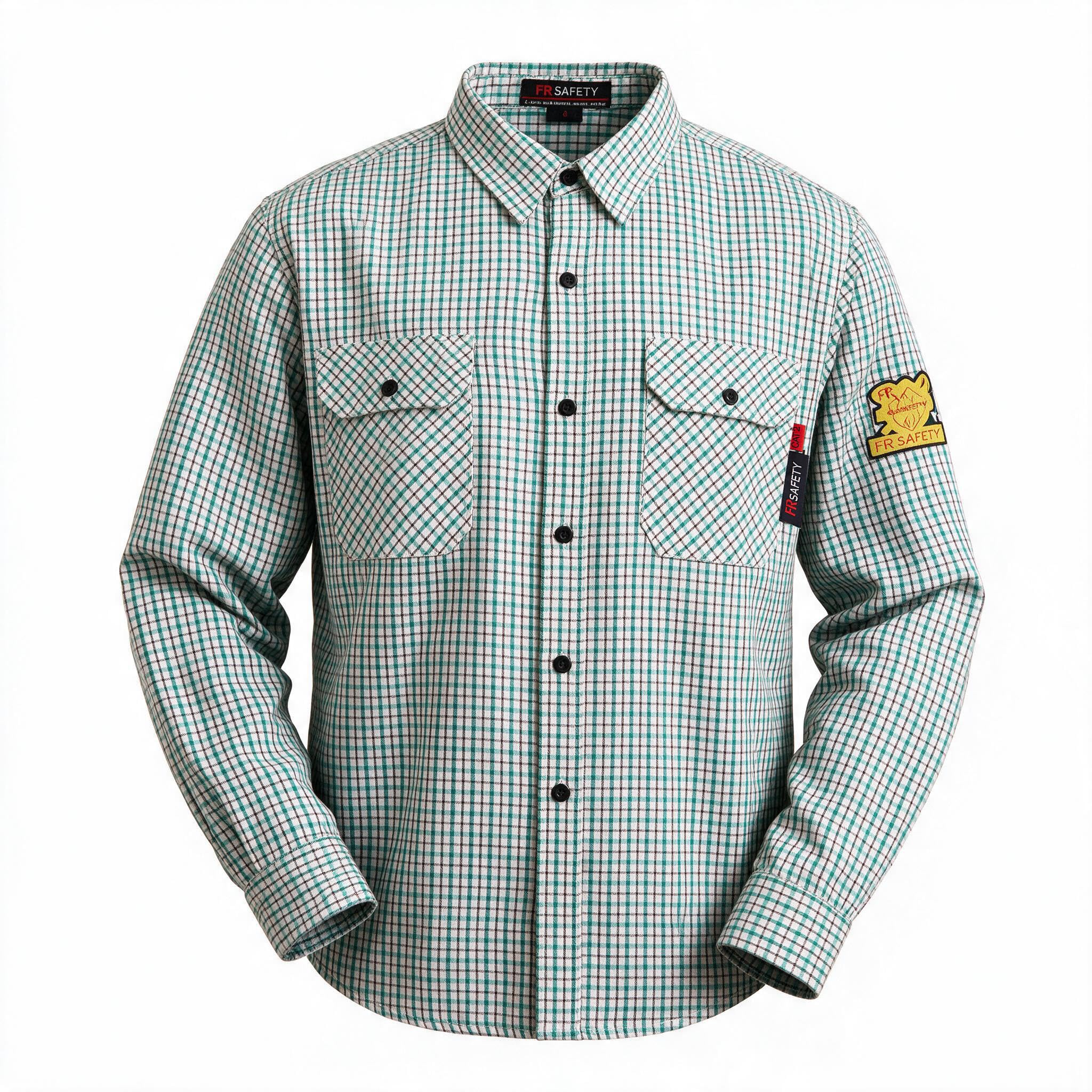 SRsafety Hi Vis FR Shirts for Men,7.0oz Long Sleeve FR Work Shirts,100% Cotton High Visibility Fire Shirt