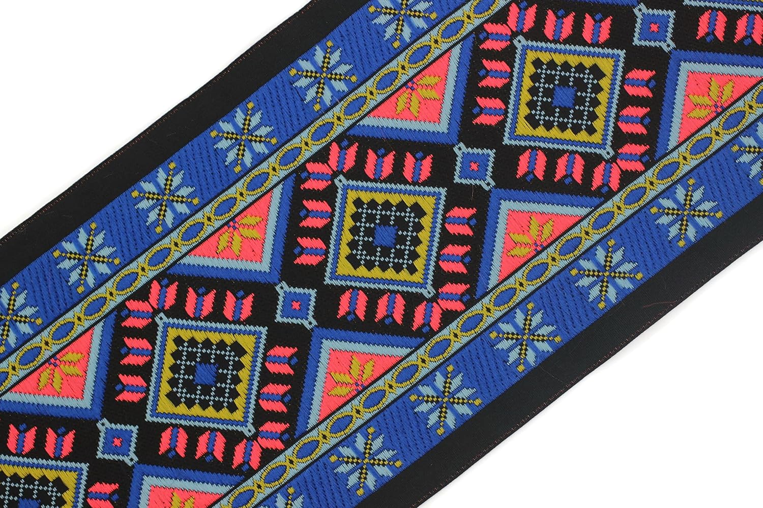 11 Yard Spool 3.93" Dark Blue Ethnic Geometric Jacquard Ribbon Woven Trim Embroidery Tape for Home Decor Clothing and Costume Design 100996
