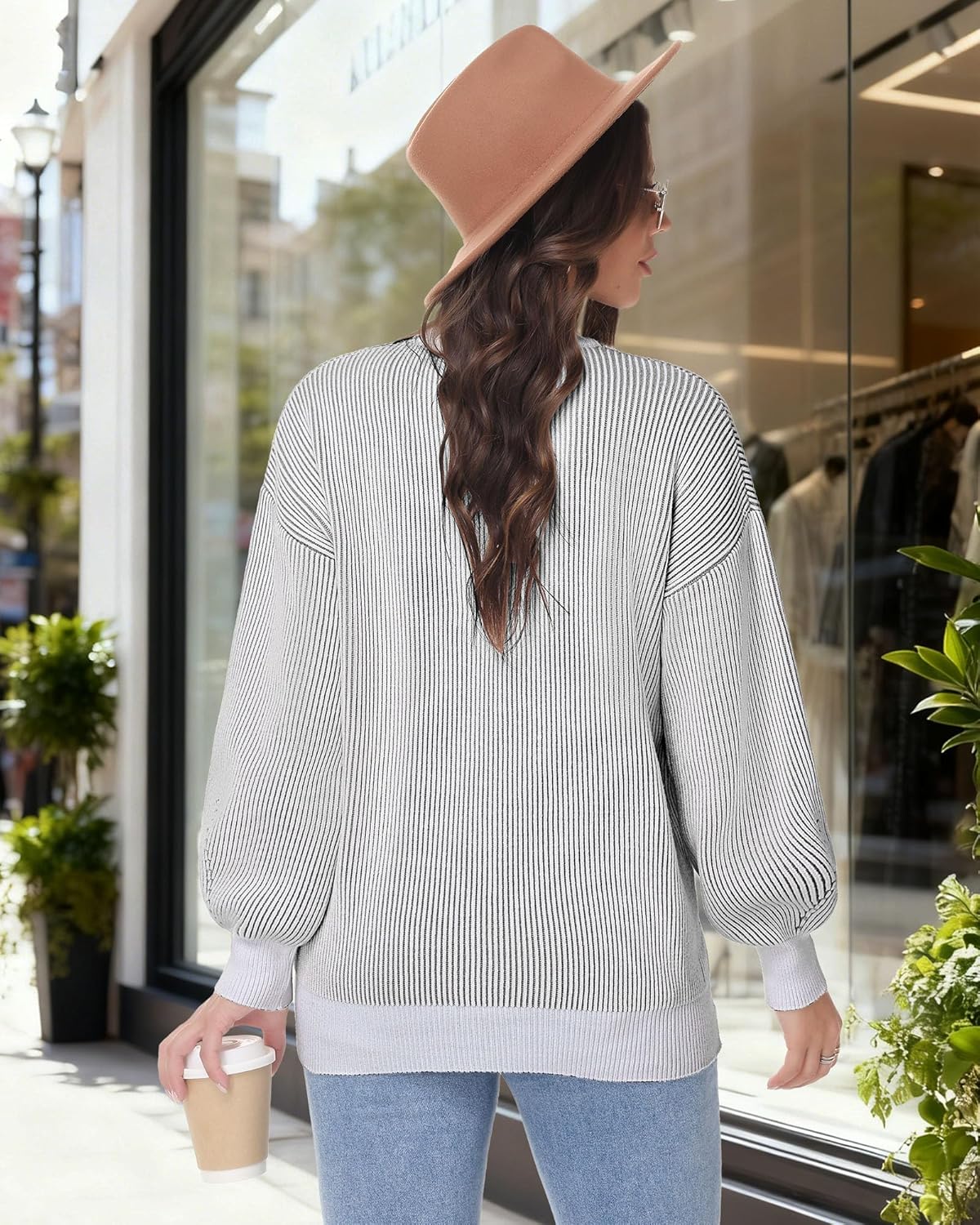 Women Striped Sweater 2025 Oversized Color Block Rib Knit Pullover Casual Long Sleeve Crew Neck Winter Trendy - Image 6