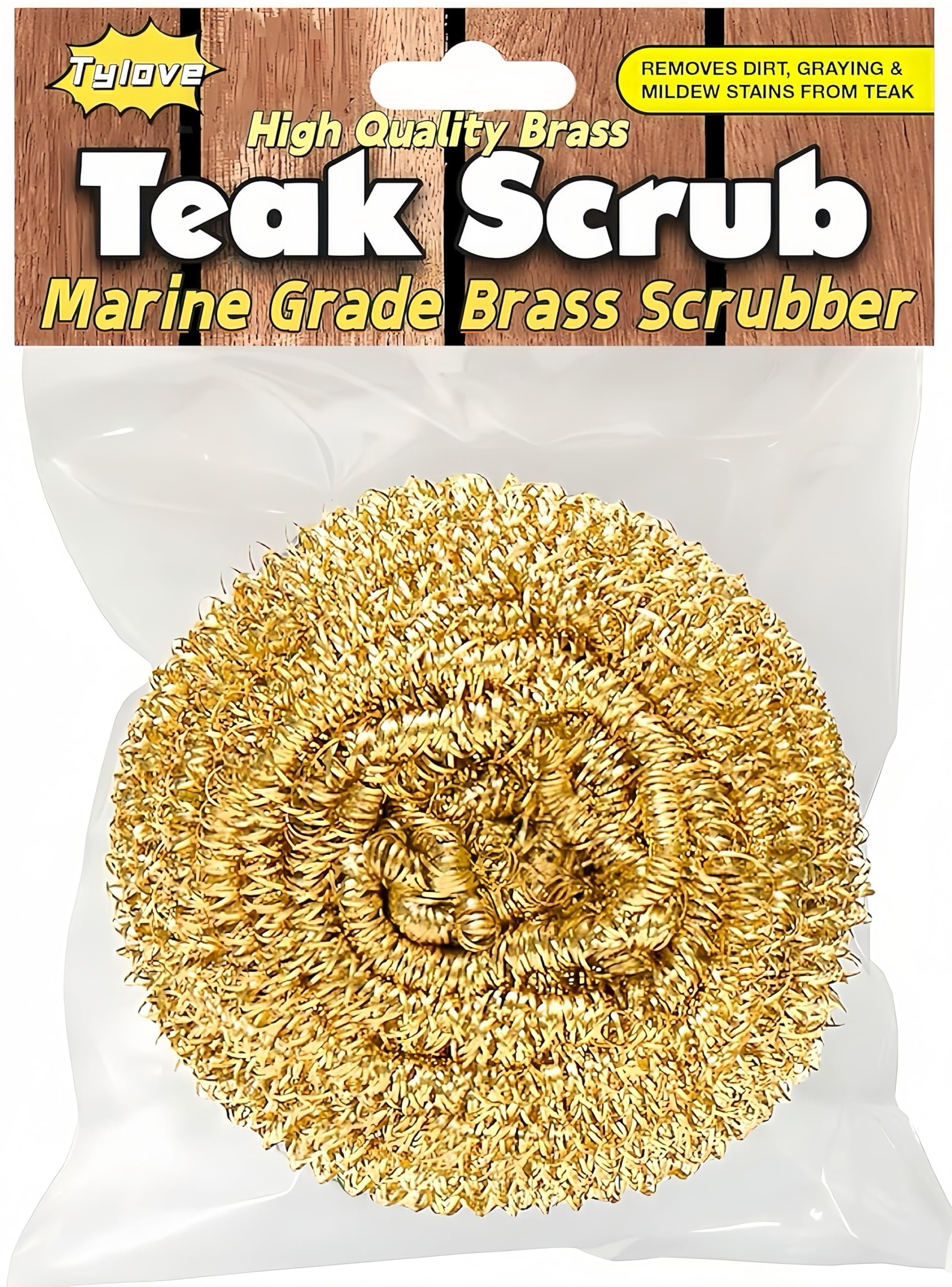 Marine Grade Brass Teak Scrubber not Cheap Stainless Steel Scrub Scouring Pad | Gentle Non-Scratch Deck | Rustproof | Premium Yacht Wood Restorer - Refinish Wood Furniture &amp; Boat Teak