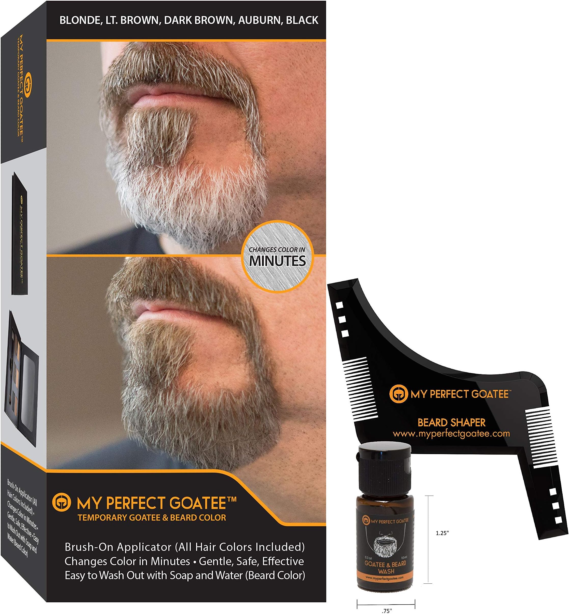 & Beard Temporary Color KIT (All Hair Colors Included) Brush-On Applicator | Changes Color in Minutes | Eliminate Grey | Gentle, Safe, Effective | Easy to Wash Out with Soap & Water
