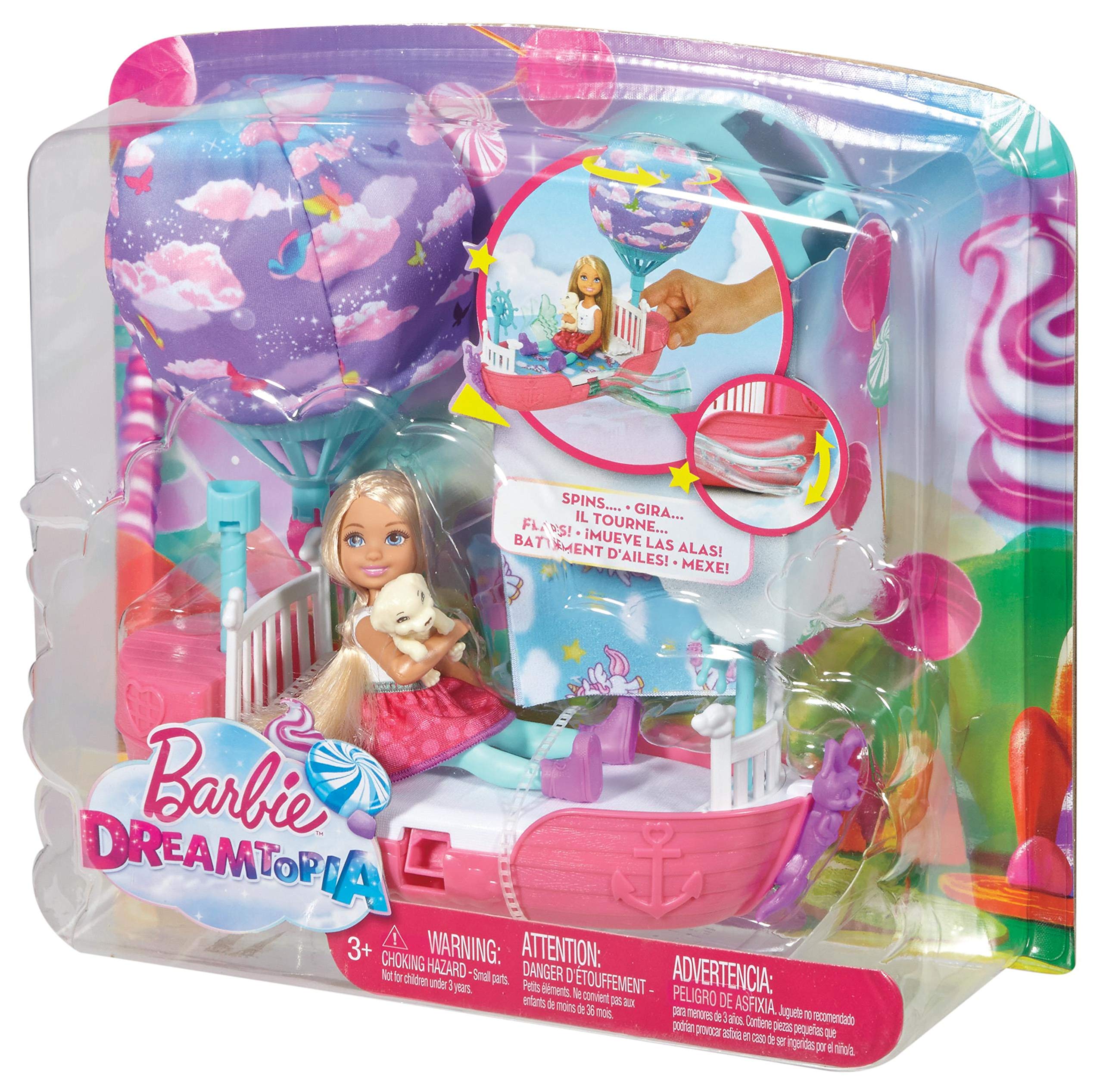 Barbie - Magica Chelsea con la Barca, Le Rotelle Nascoste e Le Ali Si Muovono, DWP59