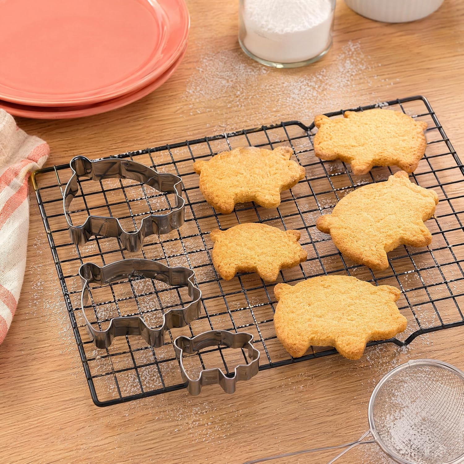 Pig Cookie Cutters Set, 5-Piece Stainless Steel Pig Shape Cutters