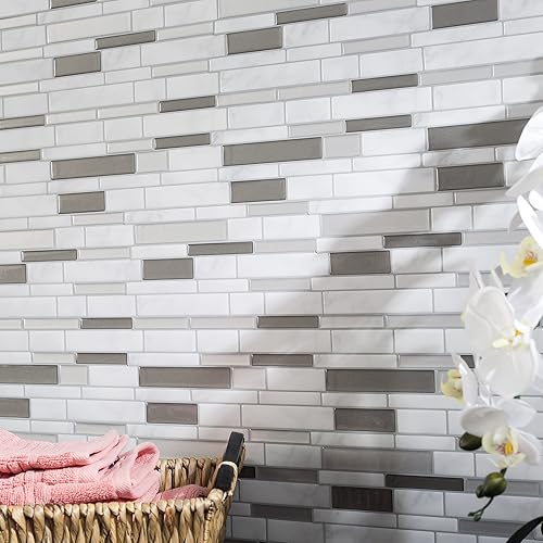 Miniatura 5 de Pelar y pegar vinilo protector contra salpicaduras grueso gris mosaico (paquete de 3)