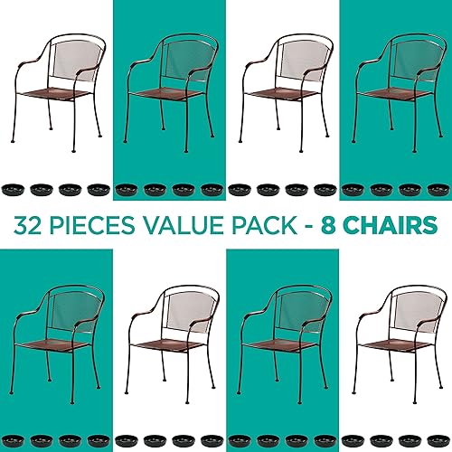 Miniatura 5 de Tapas de hierro forjado para muebles de patio (paquete de 32, negro)  Tapas redondas de plástico de 1.5 pulgadas para patas de silla de exterior,