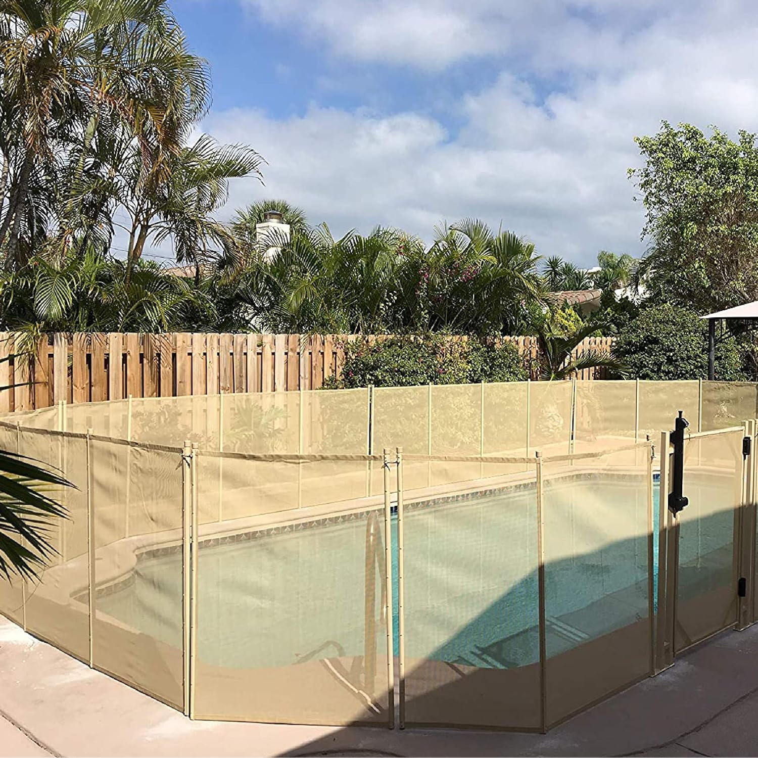 WaterWarden WWF300B Inground Pool Safety 5' x 12’, Removable, Easy DIY Installation with Hardware Included, 5 Foot Mesh Fencing to Protect Kids and Dogs, 5'x12', Beige Beige 5'x12'