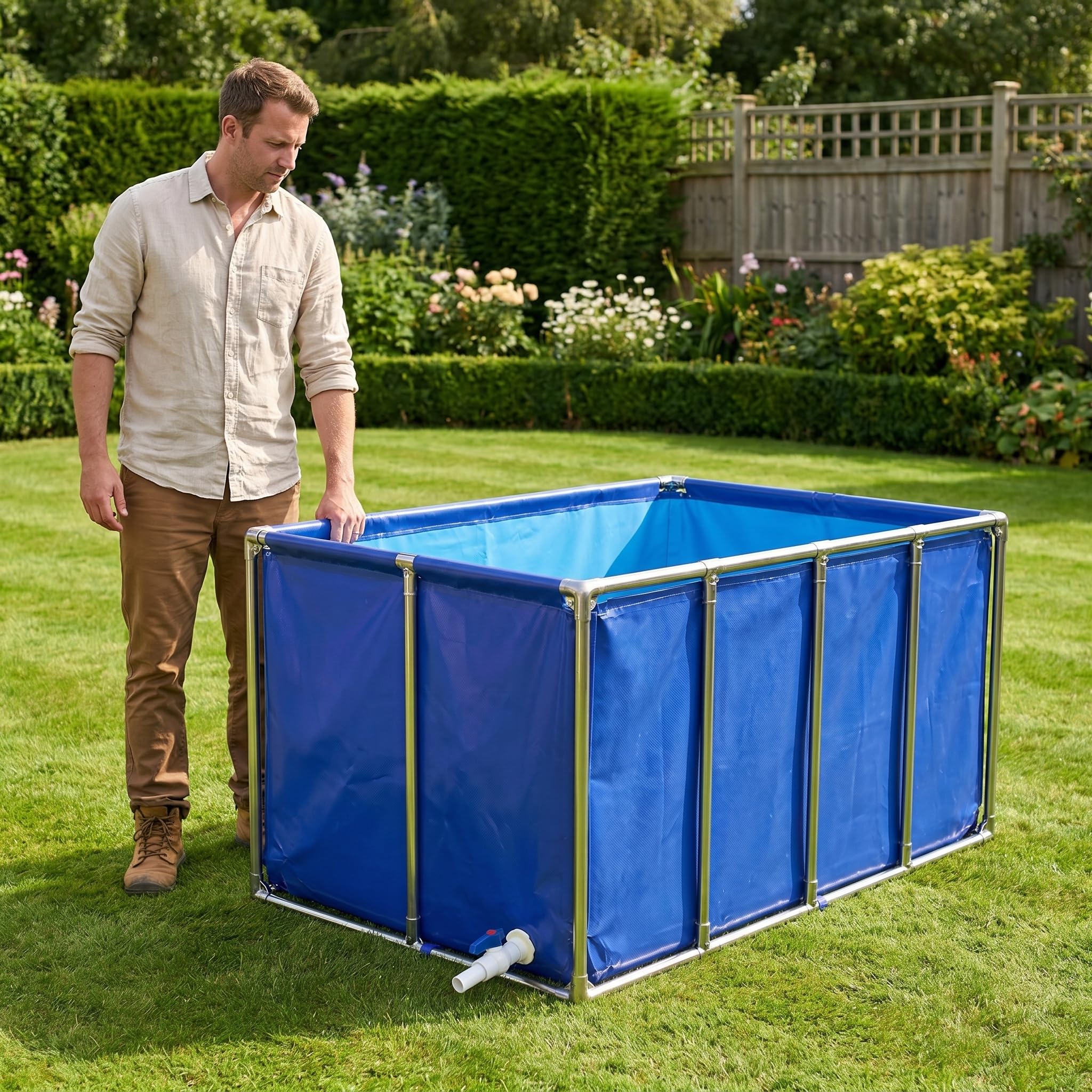 Piscina Fuori Terra Trasparente con Valvola di Scarico, Realizzata in Resistente Telo di PVC E Telaio in Acciaio, Ideale per Acquari E Laghetti Acquatici, Perfetta per Il Relax Allaperto.