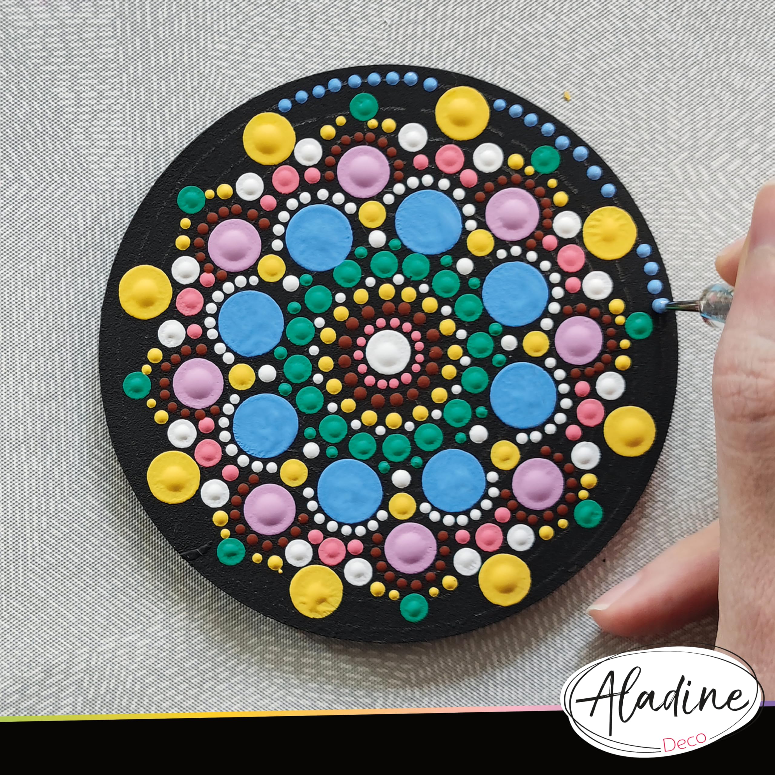 Aladine Mandala Schablone & Halterung 20cm - Dot Painting Vorlage Für Steine & Leinwand
