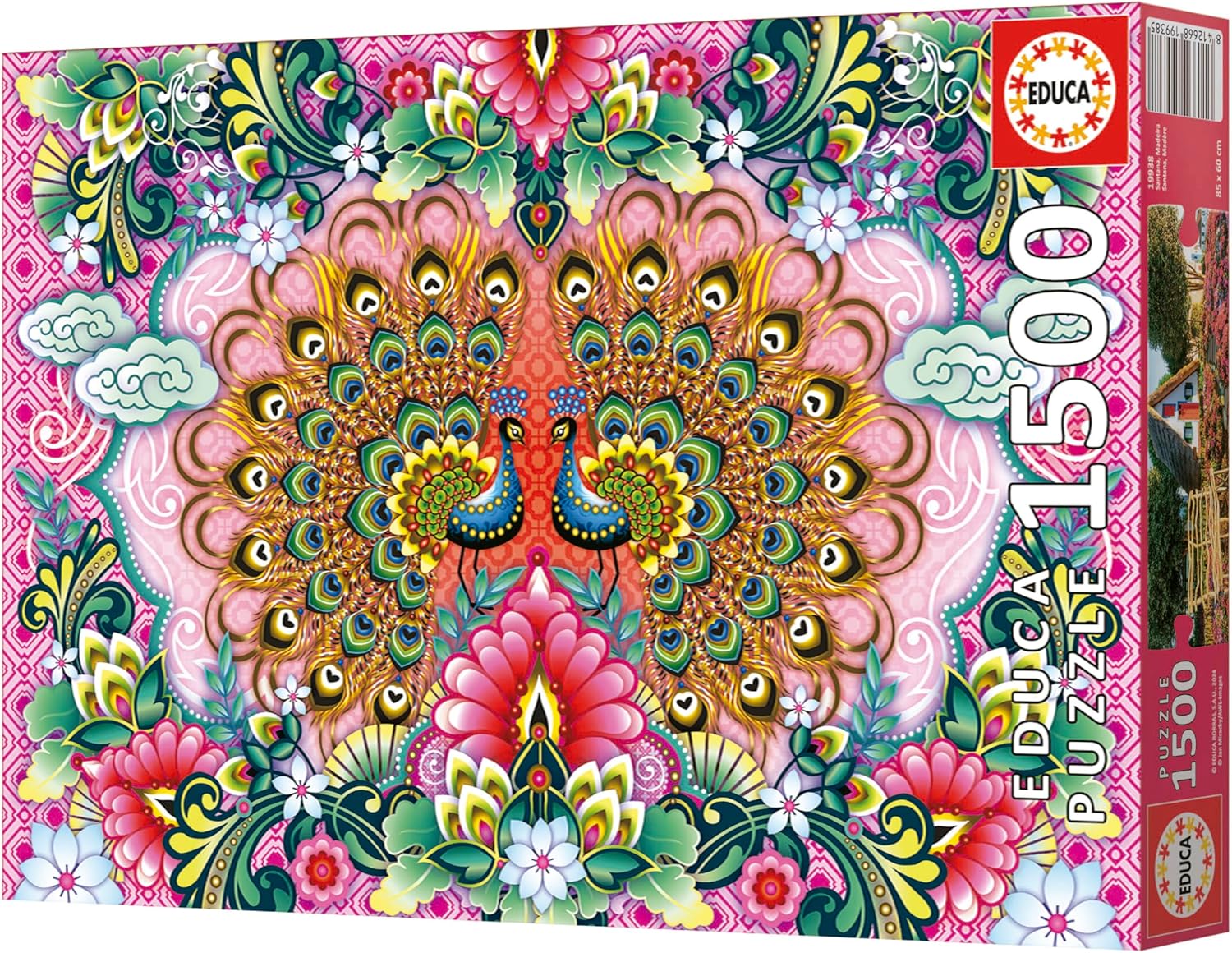 Educa - Catalina Estrada - Bengal Peacocks - 1500 Piece Jigsaw Puzzle - Puzzle Glue Included - Completed Image Measures 33.46" x 23.6" - Ages 14+ (19942)