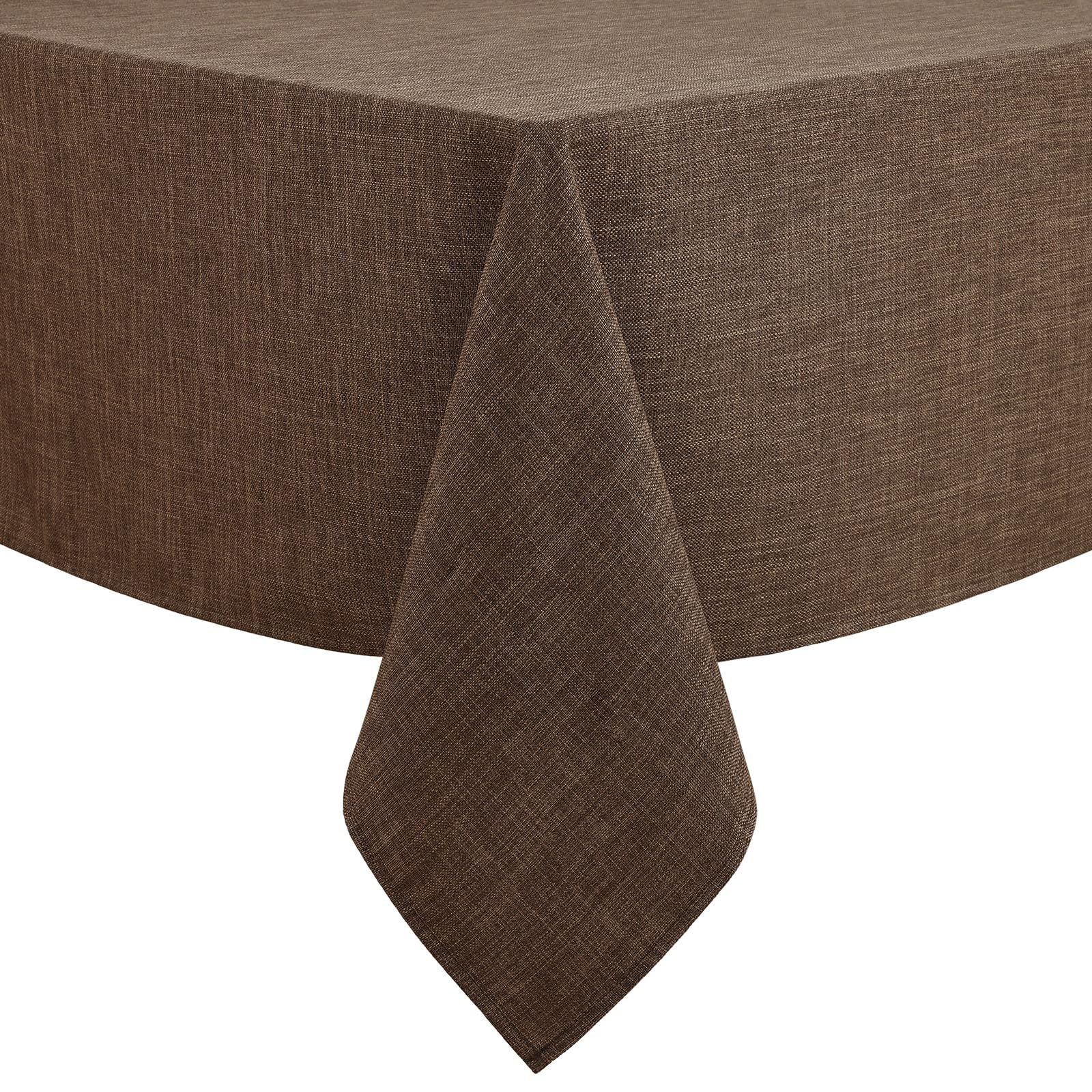 smiry Faux Linen Wipe Clean Table Cloth Rectangular 140x140 cm Brown — image 1