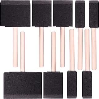 Vanitek 10-Piece Flat Poly Foam Applicator Brush Set with Wooden Handles