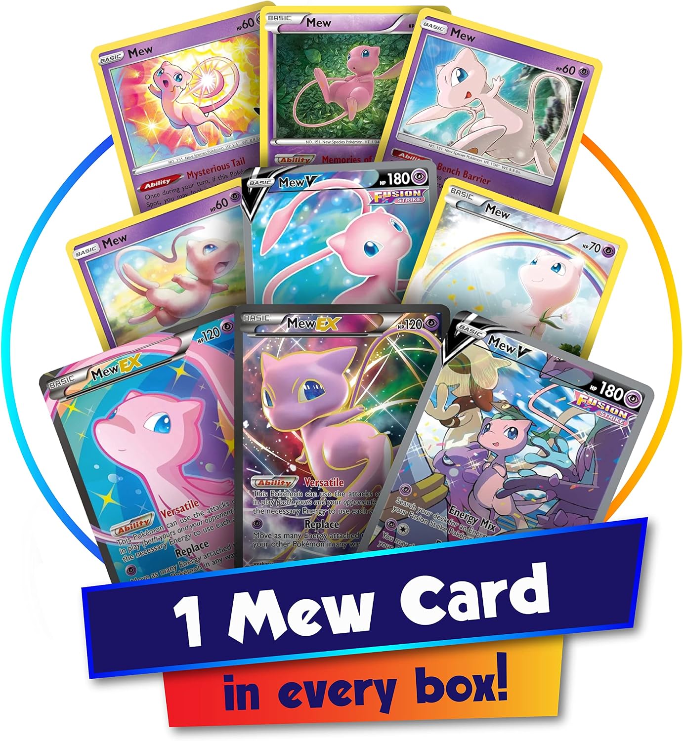 Golden Groundhog TCG Deck Box Bundled with 50 Assorted Pokemon Cards (Mew Limited Edition Bundle - Rares - Foils - Legendary Mew Card in Every Pack)