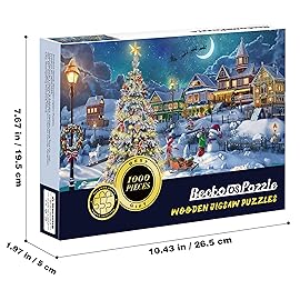 Becko US Puzzles for Adults 1000 Pieces, Wooden Jigsaw Puzzles, 1000 Piece Puzzle for Adults, Christmas and Holiday (Snow Scene)