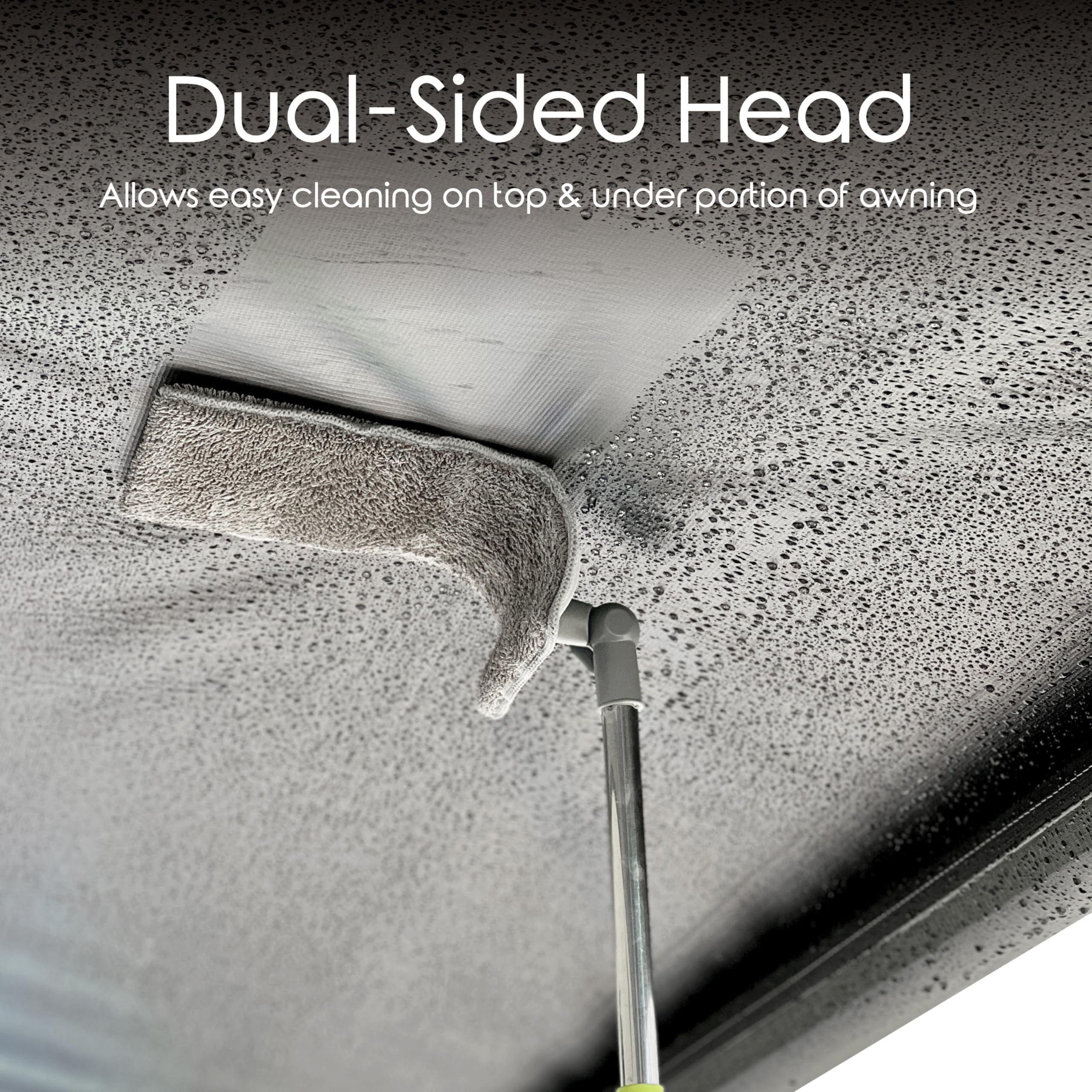 Easy Squeegee - Mopa Profesional Personalizada para toldo de casa rodante y hogar, Cabezal Giratorio y bloqueable, Poste Extensible con Almohadilla de fregona de Doble Cara, Almohadilla