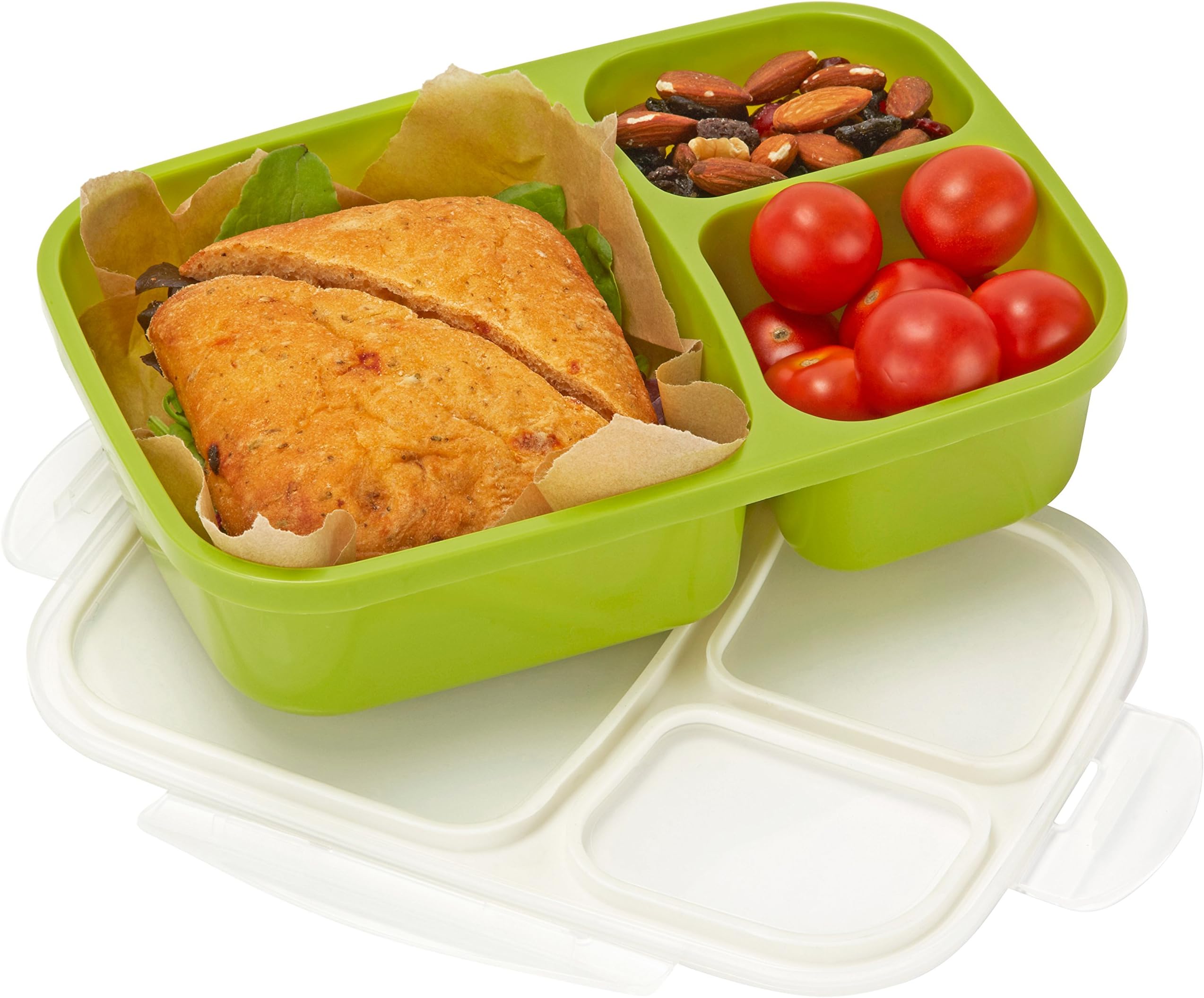 Sponsored Ad - Leakproof, 3 Compartment, Bento Lunch Box, Airtight Food Storage Container (1 Pc) - Green