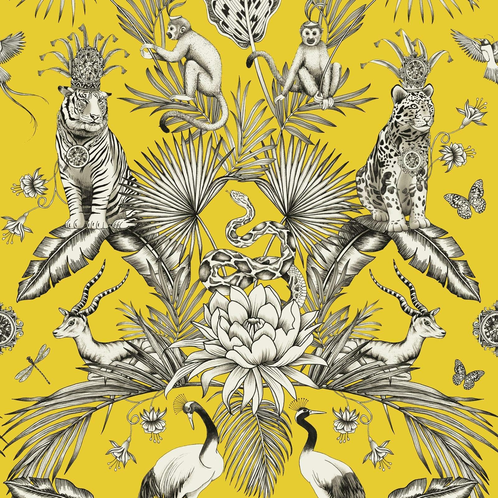 Belgravia 2001 Menagerie Animal Luxe Wallpaper Yellow