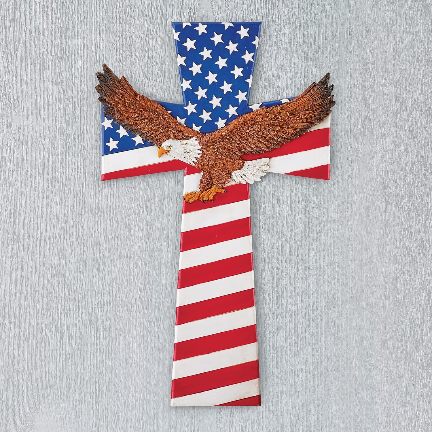 Collections Etc Hand-Painted Americana Majestic Eagle Wall Cross