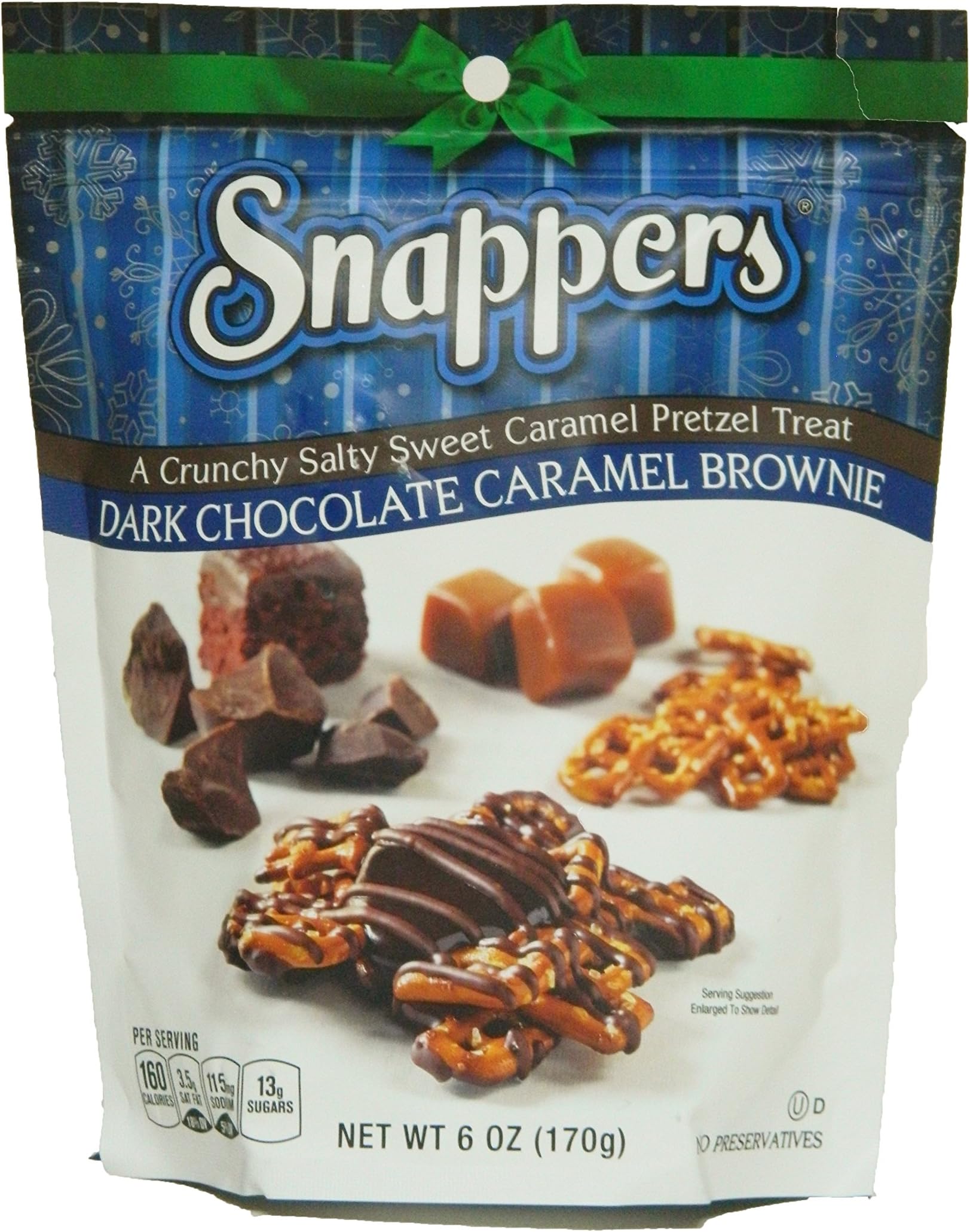 Snappers Dark Chocolate Caramel Brownie Salty Sweet Caramel Pretzel Treat 6 oz 1 bag