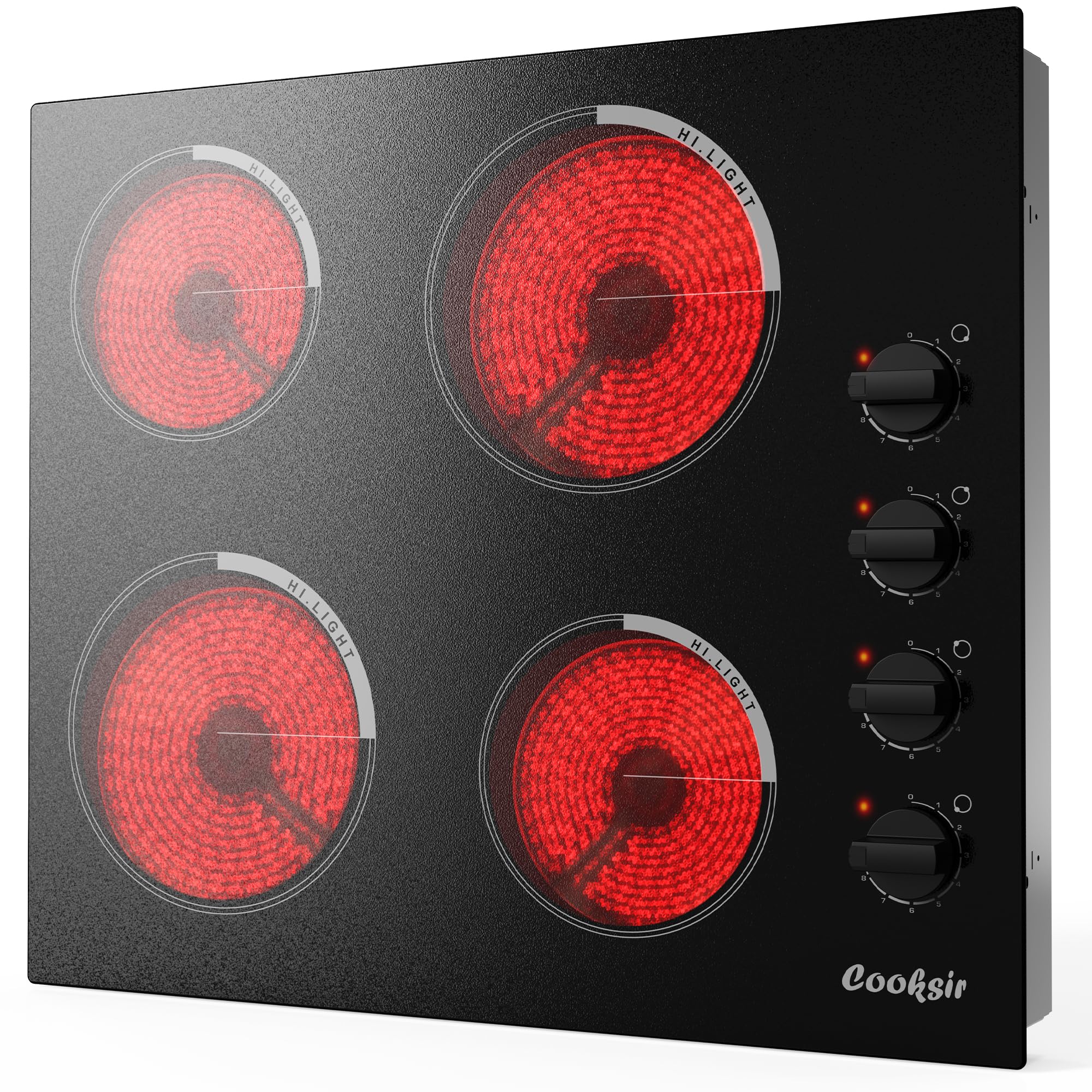 Electric Cooktop 24 Inch 4 Burner 220V 6000W Knob Control 24 Inch 4 Burners Knob