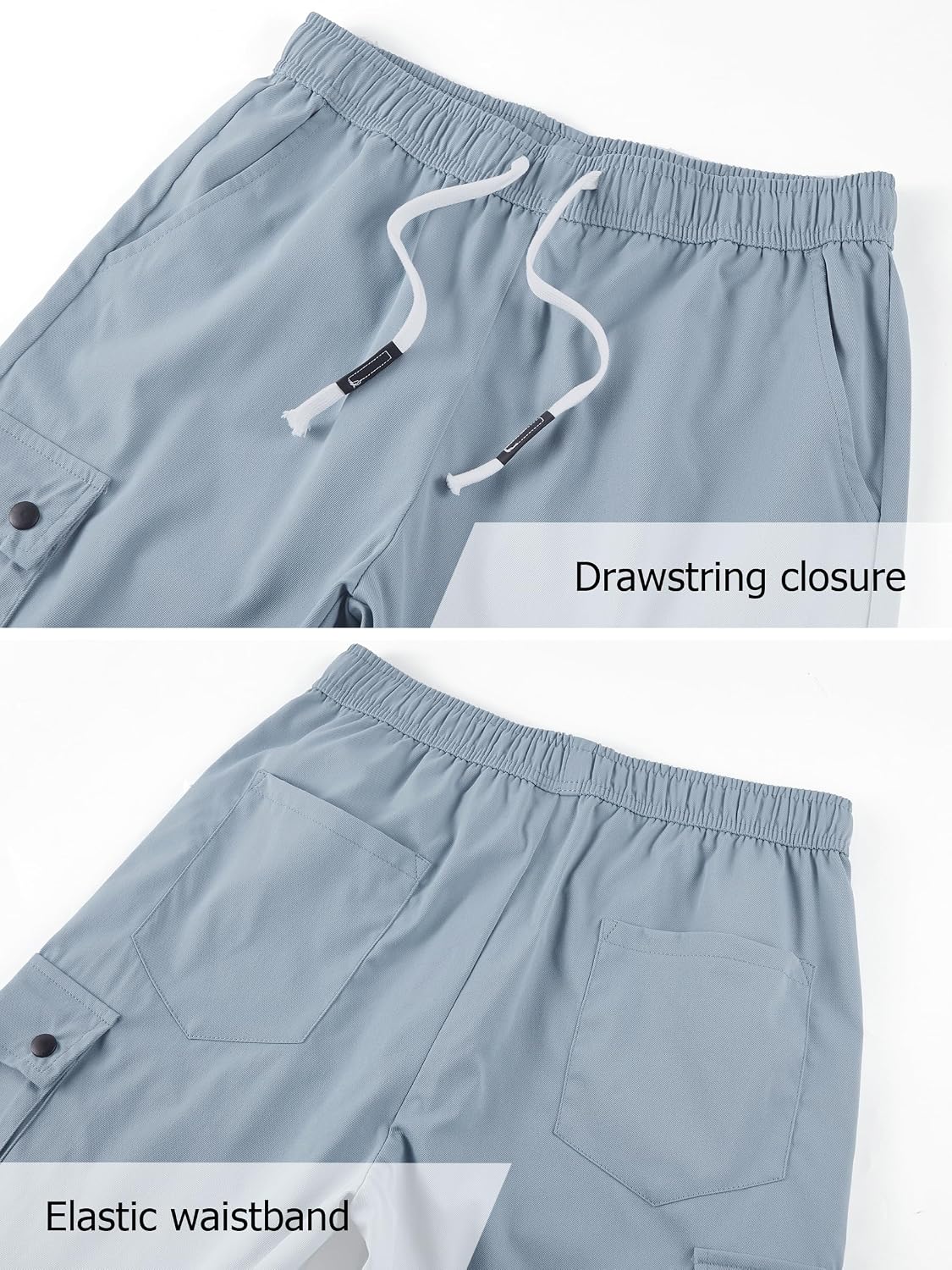 Vcansion Women's Casual Elastic Waist Drawstring Loose Fit Multi-Pockets Outdoor Cargo Shorts