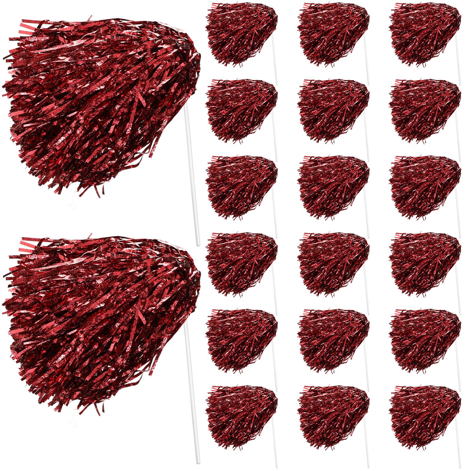 Photo 1 of PullCrease 20 Pcs School Spirit Shakers Bulk, Cheer Pom Poms for Adults Sports Team Party Dance Football Basketball Volleyball Homecoming Fan Celebration Sporting Event(Red)