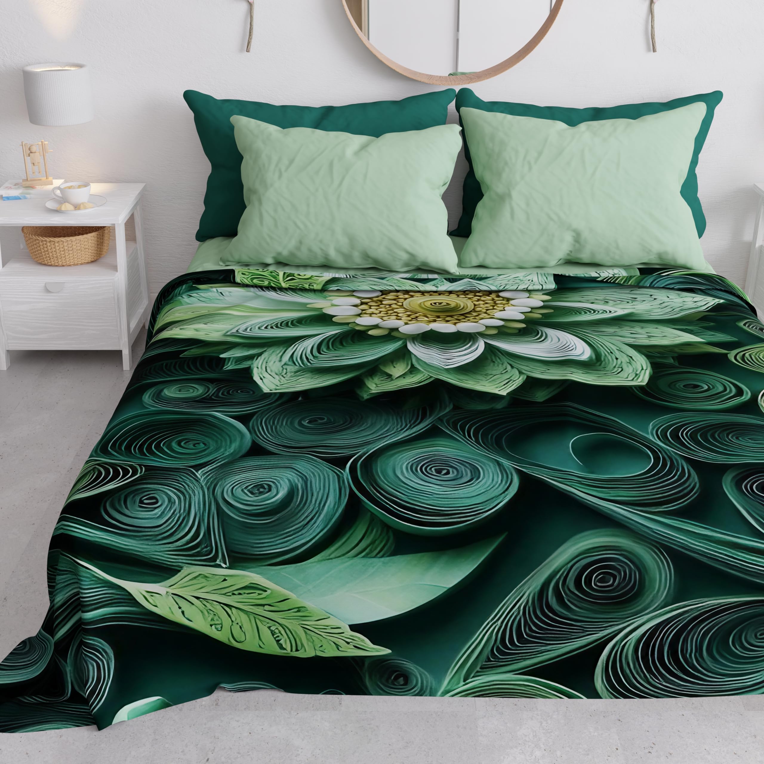 PETTI Artigiani Italiani - Spring Summer Single Bedspread Lightweight Single Bed Sheet Bedspread Floral 05-22 100% Made in Italy