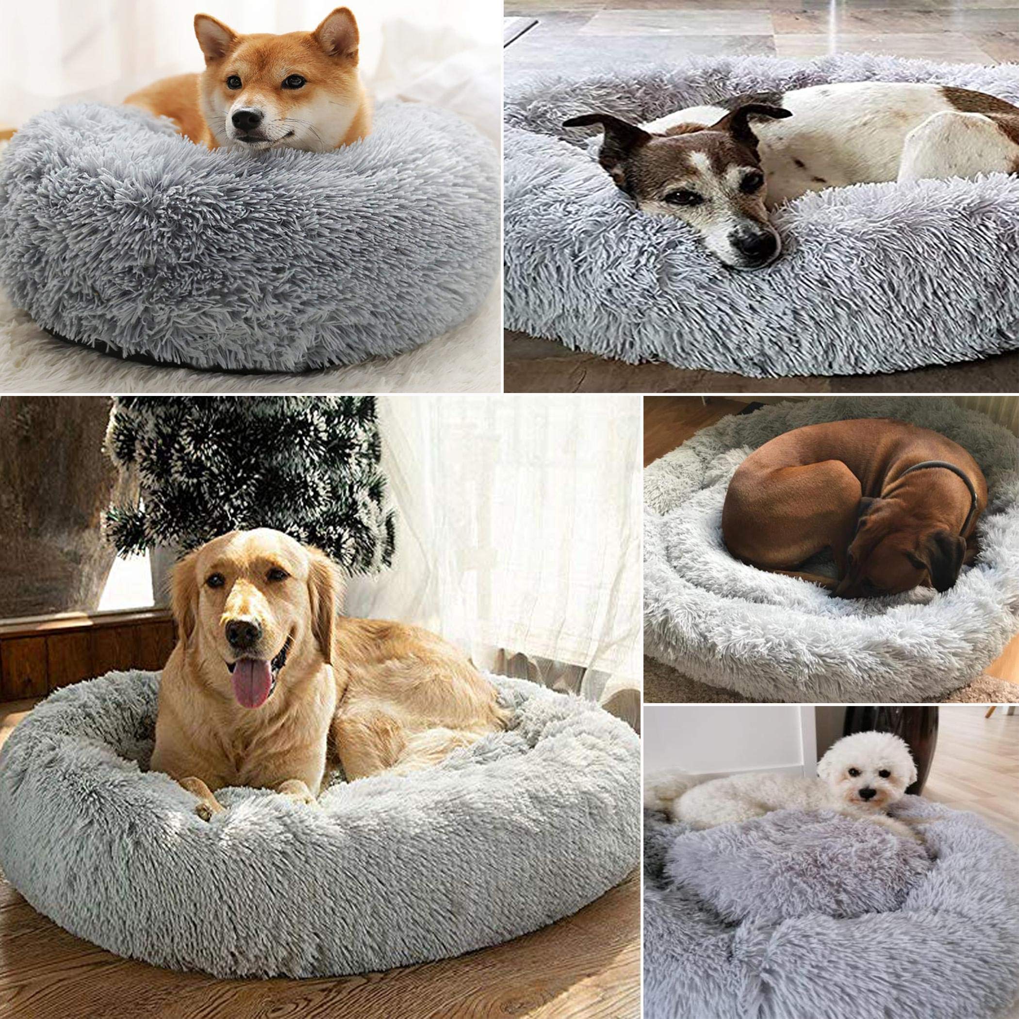 LINRUI XXL Hundebett – Orthopädisches Donut-Bett, Waschbar, Grau