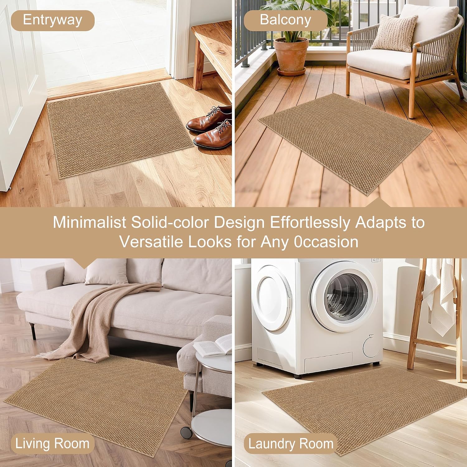 Ultra Thin Door Mat 16"x 24",Non-Slip Entrance Rugs,Brown