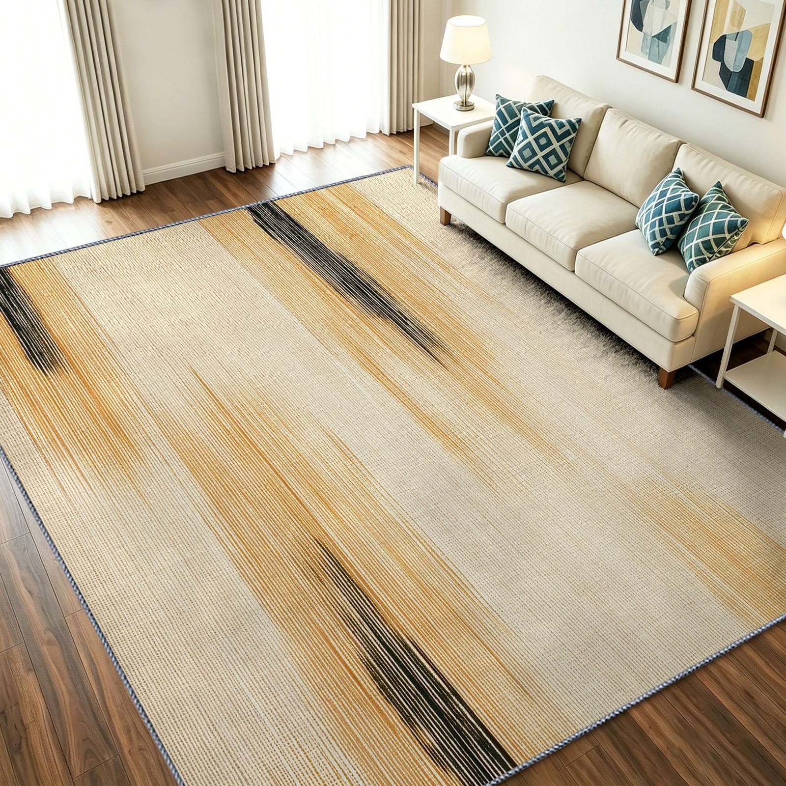 Tapis bohème salon 120 x 180 lavable poils courts pour chambre